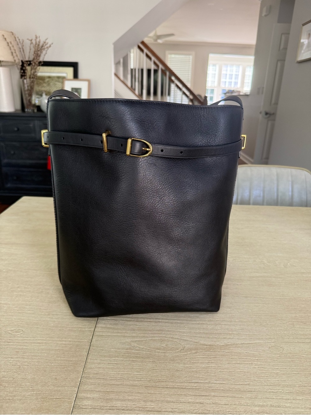 JCrew Berkeley Black Leather Bucket Bag